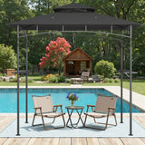 8'x5' Grill Gazebo,Asofer Double Tier BBQ Canopy with Vented Top, Outdoor Steel Frame Shelters with Shelves and Hooks for Backyard Patio,Dark Gray