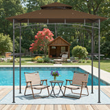 8'x5' Grill Gazebo,Asofer Tier BBQ Canopy with Vented Top, Outdoor Steel Frame Shelters with Shelves and Hooks for Backyard Patio,Brown