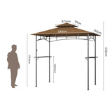 8'x5' Grill Gazebo,Asofer Tier BBQ Canopy with Vented Top, Outdoor Steel Frame Shelters with Shelves and Hooks for Backyard Patio,Brown