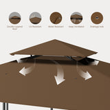 8'x5' Grill Gazebo,Asofer Tier BBQ Canopy with Vented Top, Outdoor Steel Frame Shelters with Shelves and Hooks for Backyard Patio,Brown