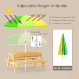 Asofer Outdoor Kids Picnic Table with Umbrella, 3-in-1 Sand & Water Table for Outdoor Playset