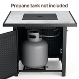 30" Propane Fire Pit Table 50,000 BTU, CSA Certified Square Tabletop Fire Tables with Lid & Lava Rock for Outdoor