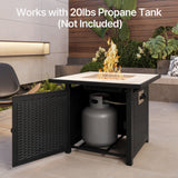 30" Propane Fire Pit Table 50,000 BTU, CSA Certified Square Tabletop Fire Tables with Lid & Lava Rock for Outdoor