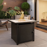 30" Propane Fire Pit Table 50,000 BTU, CSA Certified Square Tabletop Fire Tables with Lid & Lava Rock for Outdoor