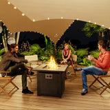 30" Propane Fire Pit Table 50,000 BTU, CSA Certified Square Tabletop Fire Tables with Lid & Lava Rock for Outdoor