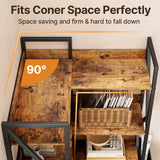 Asofer 65" H Reversible Corner Bookshelf, 5 Tier Bookshelf with 4 Hooks, Industrial Display Freestanding Bookcase for Living Room Office, Retro