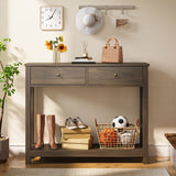 Asofer 39" Console Table with 2 Drawers, Modern Sofa Table, Narrow Wood Entryway Table for Living Room, Foyer, Retro