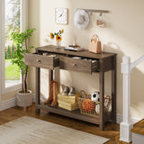Asofer 39" Console Table with 2 Drawers, Modern Sofa Table, Narrow Wood Entryway Table for Living Room, Foyer, Retro