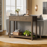 Asofer 39" Console Table with 2 Drawers, Modern Sofa Table, Narrow Wood Entryway Table for Living Room, Foyer, Retro