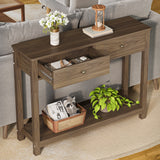 Asofer 39" Console Table with 2 Drawers, Modern Sofa Table, Narrow Wood Entryway Table for Living Room, Foyer, Retro