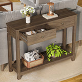 Asofer 39" Console Table with 2 Drawers, Modern Sofa Table, Narrow Wood Entryway Table for Living Room, Foyer, Retro