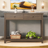 Asofer 39" Console Table with 2 Drawers, Modern Sofa Table, Narrow Wood Entryway Table for Living Room, Foyer, Retro