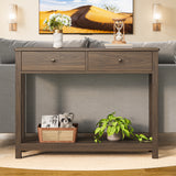 Asofer 39" Console Table with 2 Drawers, Modern Sofa Table, Narrow Wood Entryway Table for Living Room, Foyer, Retro