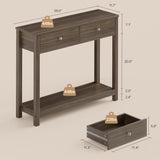 Asofer 39" Console Table with 2 Drawers, Modern Sofa Table, Narrow Wood Entryway Table for Living Room, Foyer, Retro