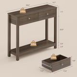 Asofer 39" Console Table with 2 Drawers, Modern Sofa Table, Narrow Wood Entryway Table for Living Room, Foyer, Retro