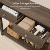 Asofer 39" Console Table with 2 Drawers, Modern Sofa Table, Narrow Wood Entryway Table for Living Room, Foyer, Retro