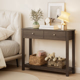 Asofer 39" Console Table with 2 Drawers, Modern Sofa Table, Narrow Wood Entryway Table for Living Room, Foyer, Retro