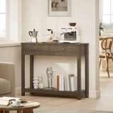 Asofer 39" Console Table with 2 Drawers, Modern Sofa Table, Narrow Wood Entryway Table for Living Room, Foyer, Retro