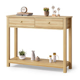 Asofer 39" Console Table with 2 Drawers, Modern Sofa Table, Narrow Wood Entryway Table for Living Room, Foyer, Natural