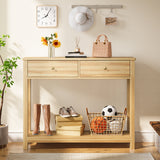 Asofer 39" Console Table with 2 Drawers, Modern Sofa Table, Narrow Wood Entryway Table for Living Room, Foyer, Natural