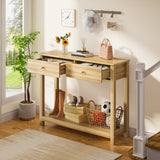 Asofer 39" Console Table with 2 Drawers, Modern Sofa Table, Narrow Wood Entryway Table for Living Room, Foyer, Natural