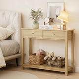 Asofer 39" Console Table with 2 Drawers, Modern Sofa Table, Narrow Wood Entryway Table for Living Room, Foyer, Natural