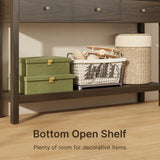 Asofer 3 Drawer Wooden Sofa Table, Modern Accent Console Table with Metal Round Handles for Entrance Hall, Retro