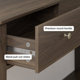 Asofer 3 Drawer Wooden Sofa Table, Modern Accent Console Table with Metal Round Handles for Entrance Hall, Retro
