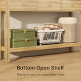 Asofer 3 Drawer Wooden Sofa Table, Modern Accent Console Table with Metal Round Handles for Entrance Hall, Nutural