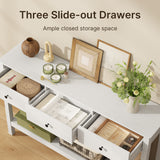 Console Table with 3 Drawers, Wood Entryway Table with Storage Shelf, Sofa Tables Narrow Long for Living Room, Entryway, Hallway, Foyer - White