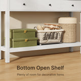 Console Table with 3 Drawers, Wood Entryway Table with Storage Shelf, Sofa Tables Narrow Long for Living Room, Entryway, Hallway, Foyer - White