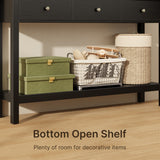 Console Table with 3 Drawers, Wood Entryway Table with Storage Shelf, Sofa Tables Narrow Long for Living Room, Entryway, Hallway, Foyer - Black