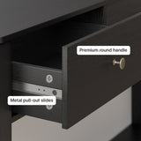 Asofer 3-Drawer Sofa Table, Modern Console with 2-Tier Open Shelf & Metal Round Handles, Large Storage for Entryway, Black