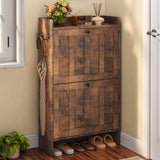 Asofer Shoe Cabinet with 2 Flip-Down Drawers & Open Storage – Freestanding Narrow Entryway for Hallway, Closet, Dorm