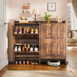 Asofer Shoe Cabinet with 2 Flip-Down Drawers & Open Storage – Freestanding Narrow Entryway for Hallway, Closet, Dorm