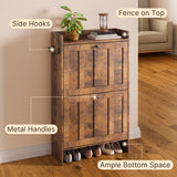 Asofer Shoe Cabinet with 2 Flip-Down Drawers & Open Storage – Freestanding Narrow Entryway for Hallway, Closet, Dorm
