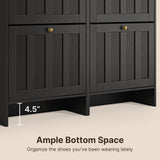 Asofer Shoe Cabinet with 4 Flip-Down Drawers & Open Storage – Freestanding Narrow Entryway for Hallway, Closet, Dorm, Black