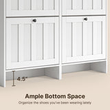 Asofer Shoe Cabinet with 4 Flip-Down Drawers & Open Storage – Freestanding Narrow Entryway for Hallway, Closet, Dorm, White