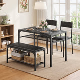 Asofer Dining Table Set for 4, Kitchen Table and Chairs Set, Kitchen Table with Upholstered Bench and 2 Chairs for Small Space, Black
