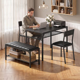 Asofer Dining Table Set for 4, Kitchen Table and Chairs Set, Kitchen Table with Upholstered Bench and 2 Chairs for Small Space, Black