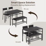 Asofer Dining Table Set for 4, Kitchen Table and Chairs Set, Kitchen Table with Upholstered Bench and 2 Chairs for Small Space, Black