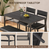 Asofer Dining Table Set for 4, Kitchen Table and Chairs Set, Kitchen Table with Upholstered Bench and 2 Chairs for Small Space, Black