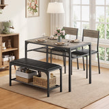 Asofer Dining Table Set for 4, Kitchen Table and Chairs Set, Kitchen Table with Upholstered Bench and 2 Chairs for Small Space, Gray