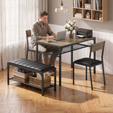 Asofer Dining Table Set for 4, Kitchen Table and Chairs Set, Kitchen Table with Upholstered Bench and 2 Chairs for Small Space, Gray