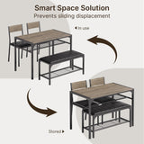 Asofer Dining Table Set for 4, Kitchen Table and Chairs Set, Kitchen Table with Upholstered Bench and 2 Chairs for Small Space, Gray