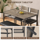 Asofer Dining Table Set for 4, Kitchen Table and Chairs Set, Kitchen Table with Upholstered Bench and 2 Chairs for Small Space, Gray