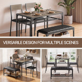Asofer Dining Table Set for 4, Kitchen Table and Chairs Set, Kitchen Table with Upholstered Bench and 2 Chairs for Small Space, Gray