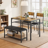 Asofer Dining Table Set for 4, Kitchen Table and Chairs Set, Kitchen Table with Upholstered Bench and 2 Chairs for Small Space, Retro