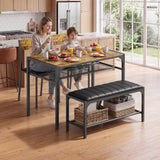 Asofer Dining Table Set for 4, Kitchen Table and Chairs Set, Kitchen Table with Upholstered Bench and 2 Chairs for Small Space, Retro