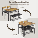 Asofer Dining Table Set for 4, Kitchen Table and Chairs Set, Kitchen Table with Upholstered Bench and 2 Chairs for Small Space, Retro